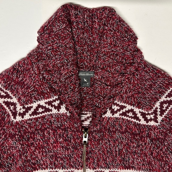 Eddie Bauer Women’s Goose Logo Heavyweight Knit Zip Jacket Cardigan Red Medium - Picture 7 of 13